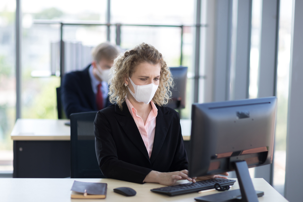 Lady working with face mask